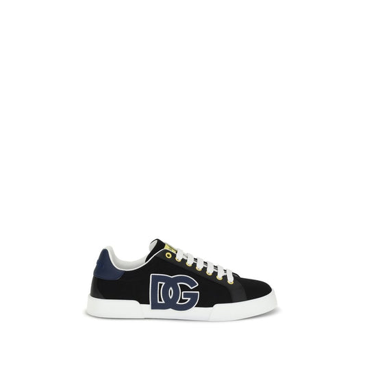 Dolce & Gabbana -  Black Leather Logoed Sneakers