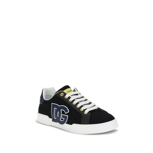 Dolce & Gabbana -  Black Leather Logoed Sneakers