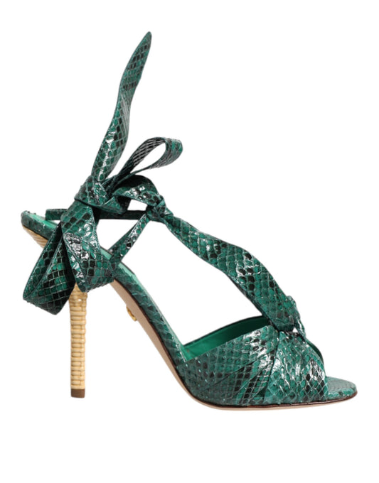 Dolce & Gabbana – Green Python Leather Heeled Sandals
