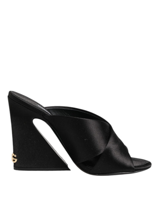Dolce & Gabbana – Black Keira Baroque Heel Sandals