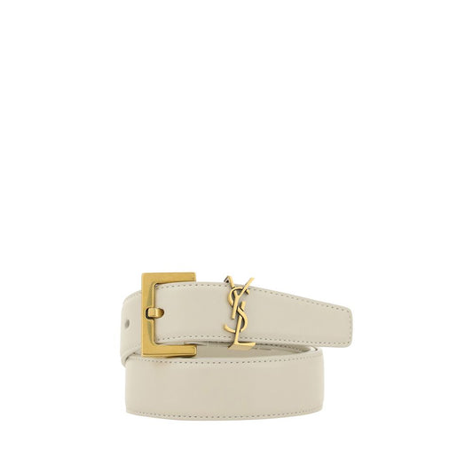 Saint Laurent – Calfskin Leather Belt with Logo Plaque
