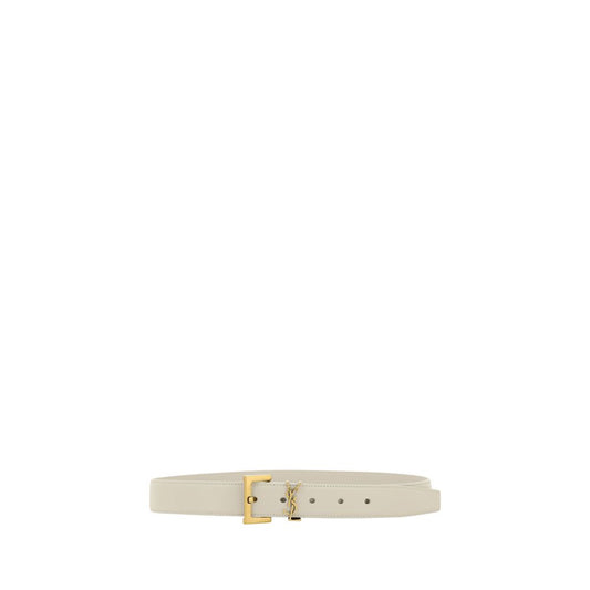 Saint Laurent – Calfskin Leather Belt with Logo Plaque