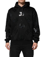 Dolce & Gabbana - Black DG Logo Hoodie Metallic Print Sweater