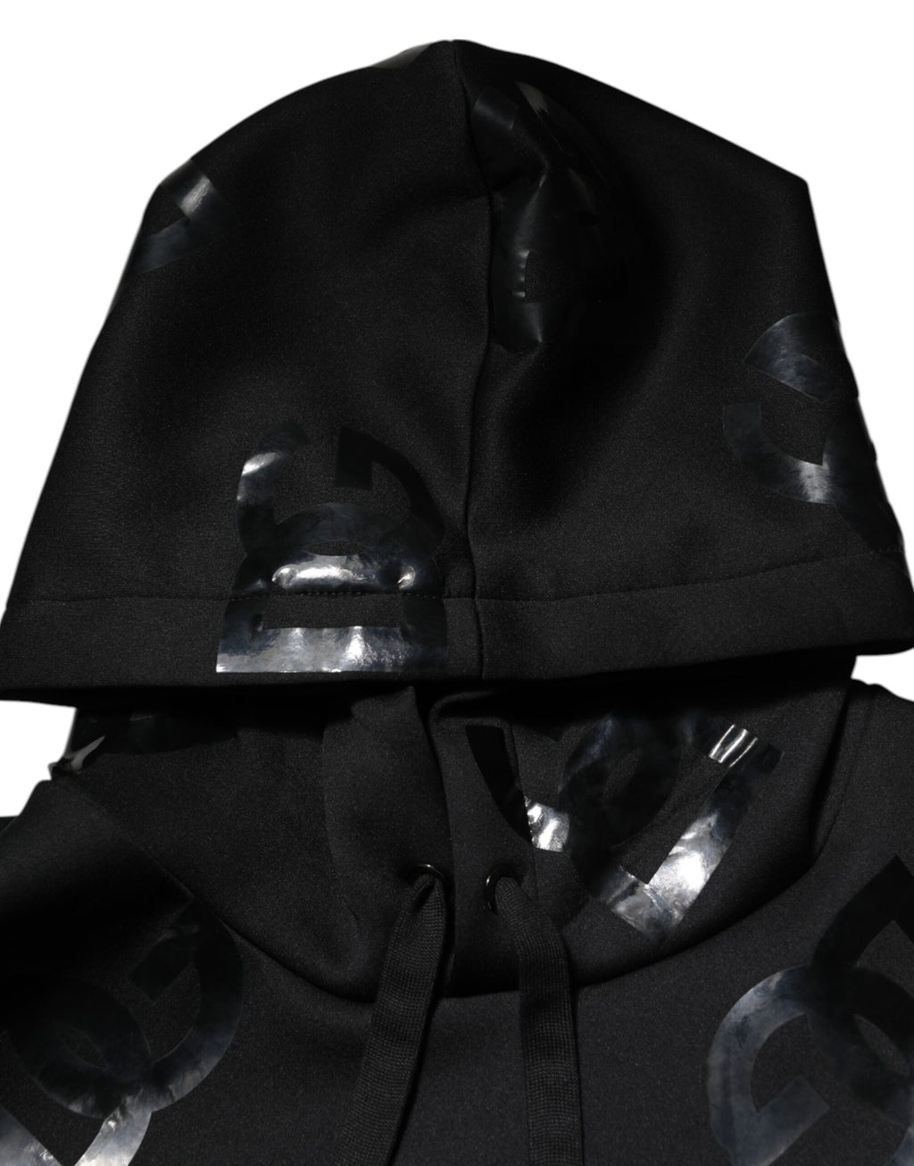Dolce & Gabbana - Black DG Logo Hoodie Metallic Print Sweater