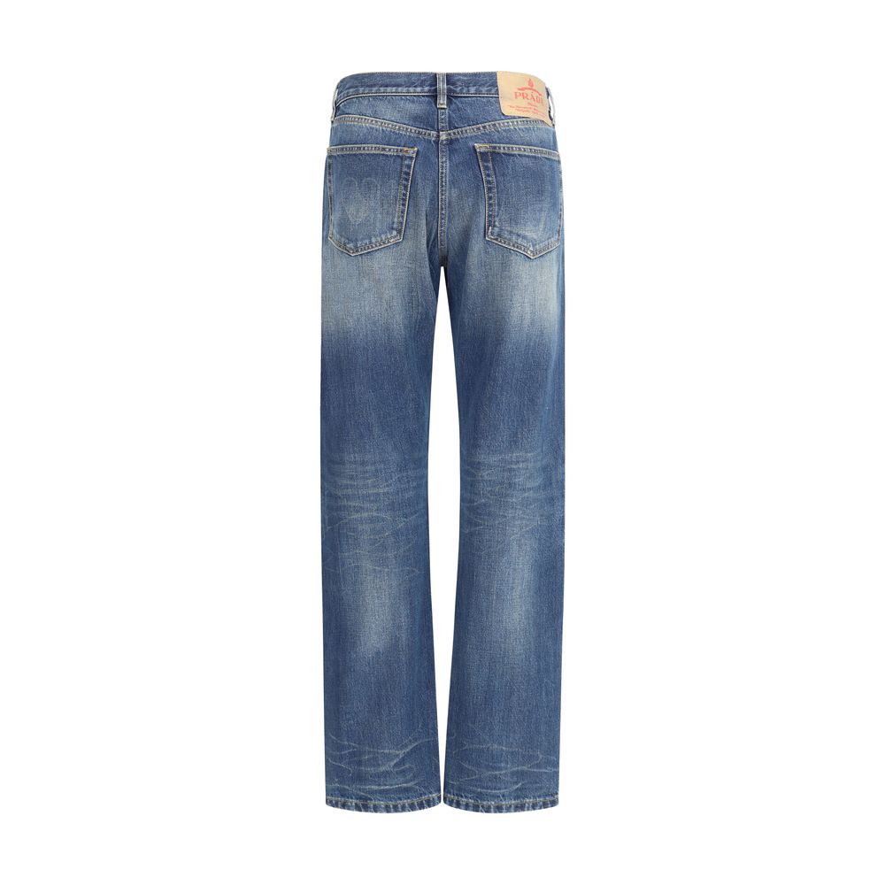 Prada - Blue Cotton Straight-Leg Jeans