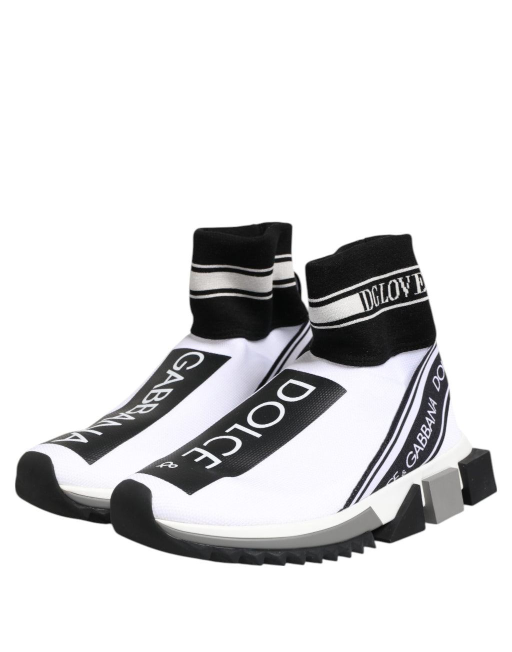 Dolce & Gabbana – White & Black Sorrento Sock Sneakers