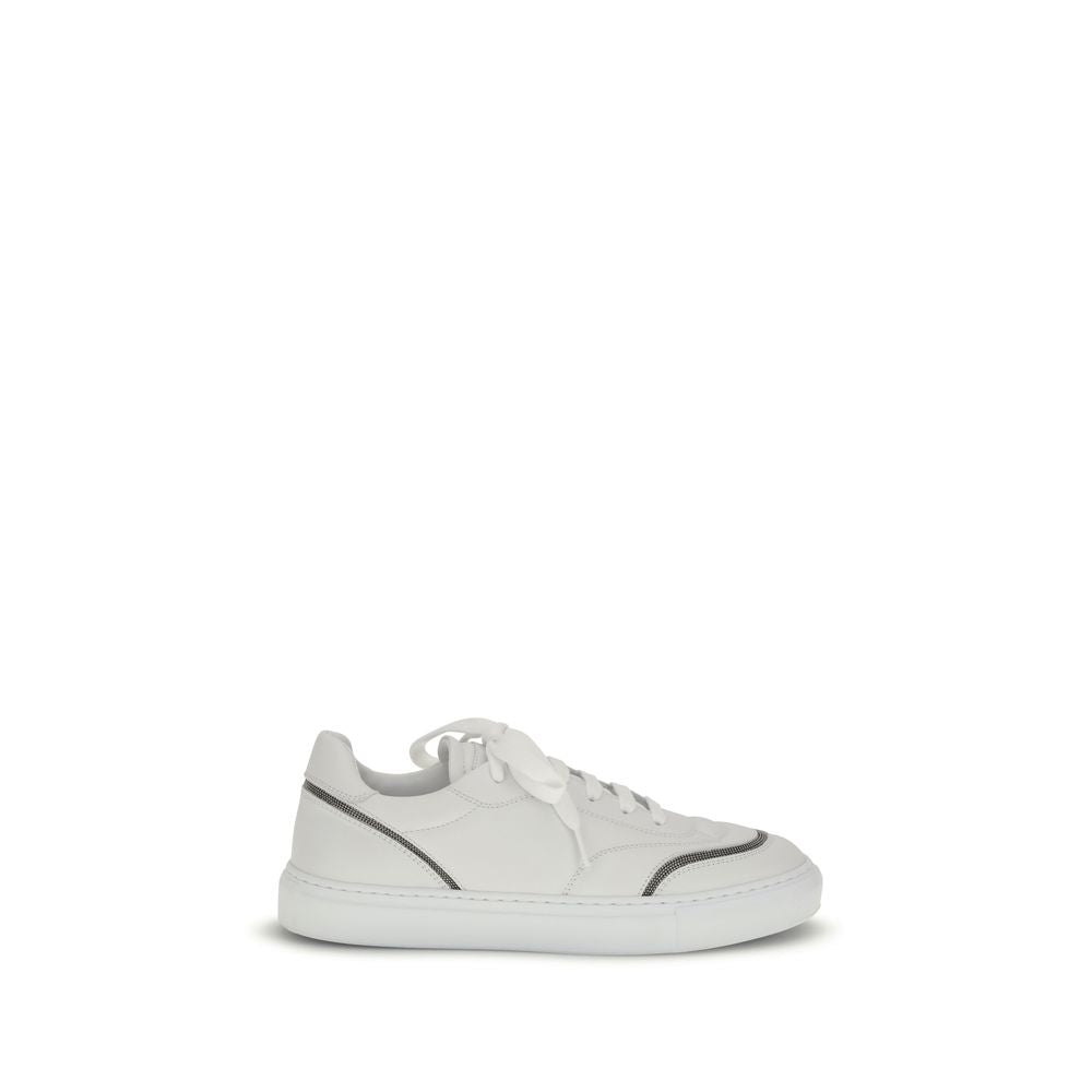 Brunello Cucinelli – Shiny Detail Leather Sneakers
