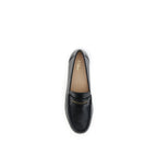 Chloé – Black Leather Loafers with Gold Chain Logo