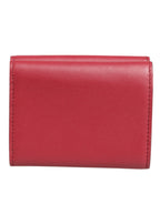 Dolce & Gabbana - Red Leather Bold Logo Print Trifold Card Holder Wallet