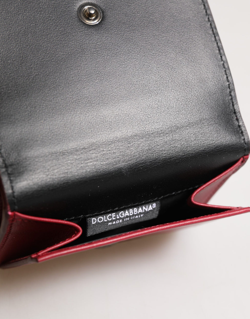 Dolce & Gabbana - Red Leather Bold Logo Print Trifold Card Holder Wallet