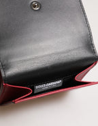 Dolce & Gabbana - Red Leather Bold Logo Print Trifold Card Holder Wallet