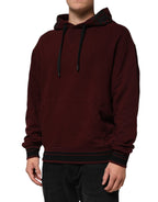 Dolce & Gabbana - Burgundy Cotton Plaid Lined Men Hoodie Sweater
