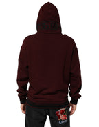 Dolce & Gabbana - Burgundy Cotton Plaid Lined Men Hoodie Sweater