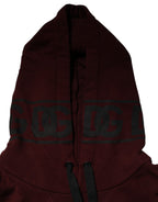 Dolce & Gabbana - Burgundy Cotton Plaid Lined Men Hoodie Sweater