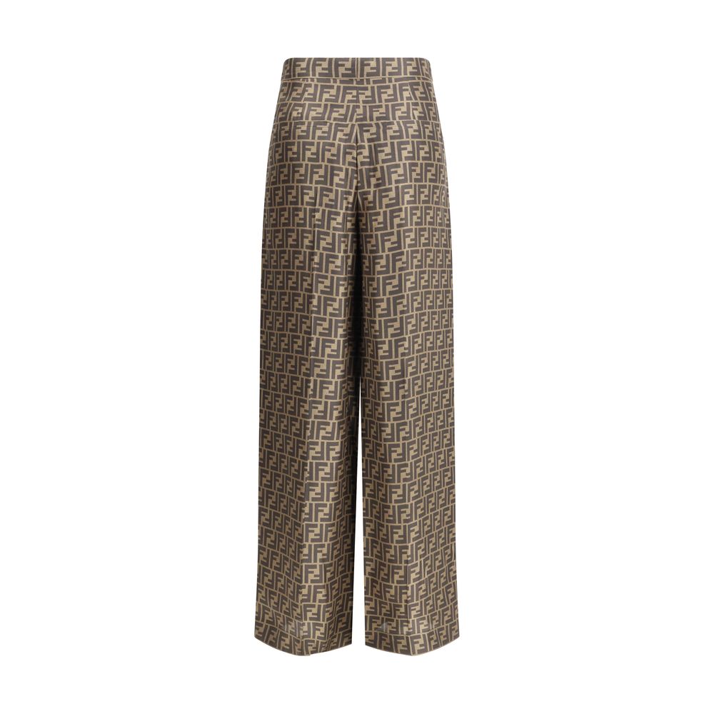 Fendi - Brown Silk Casual Pants