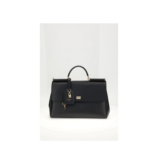 Dolce & Gabbana – Sicily Black Leather Top-Handle Bag