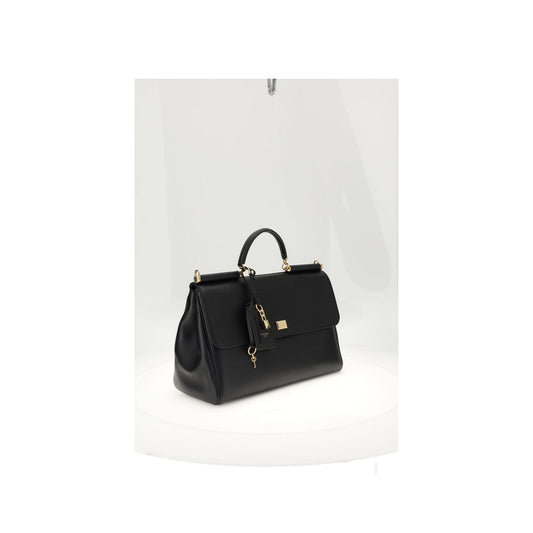 Dolce & Gabbana – Sicily Black Leather Top-Handle Bag