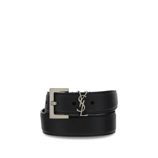 Saint Laurent – Black Leather Monogram Belt