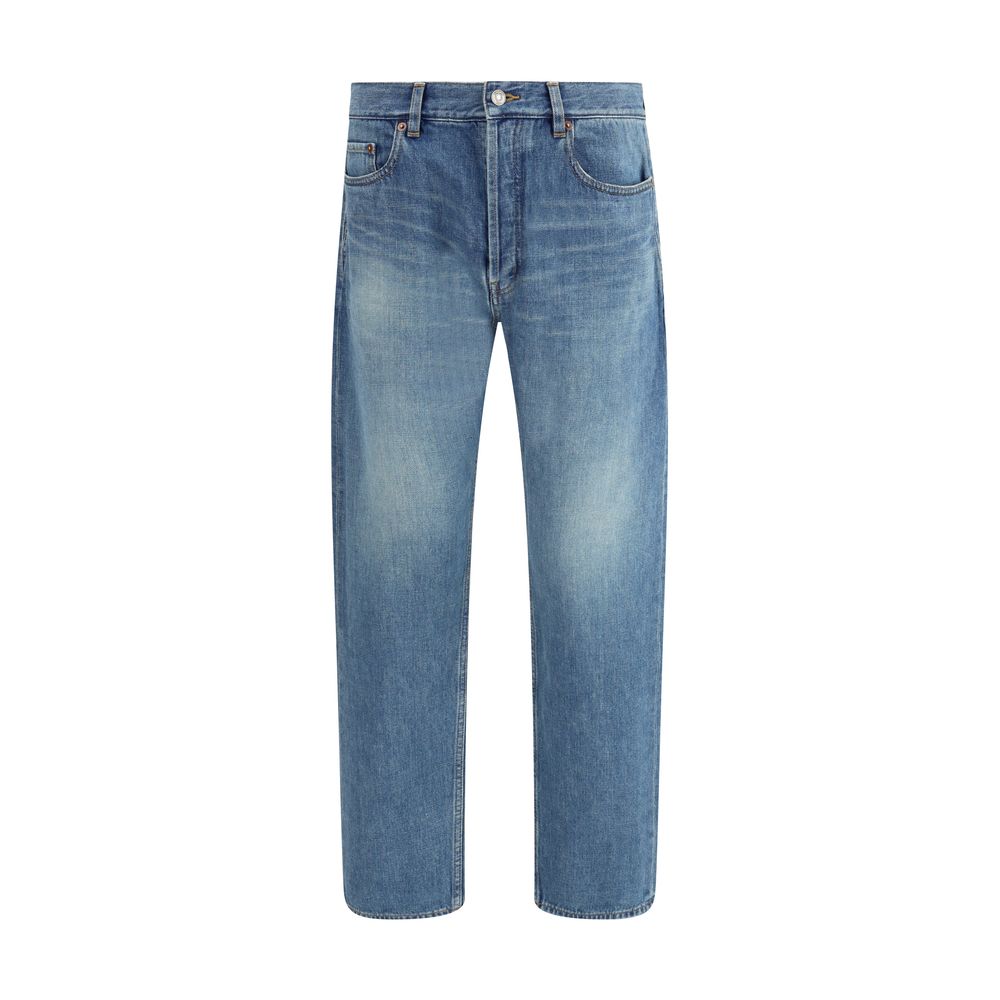 Saint Laurent - Blue Cotton Straight-Leg Jeans