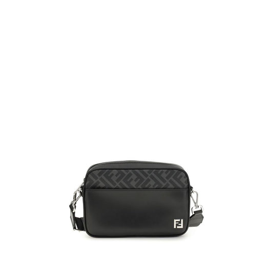 Fendi – Black FF Leather & Canvas Shoulder Bag