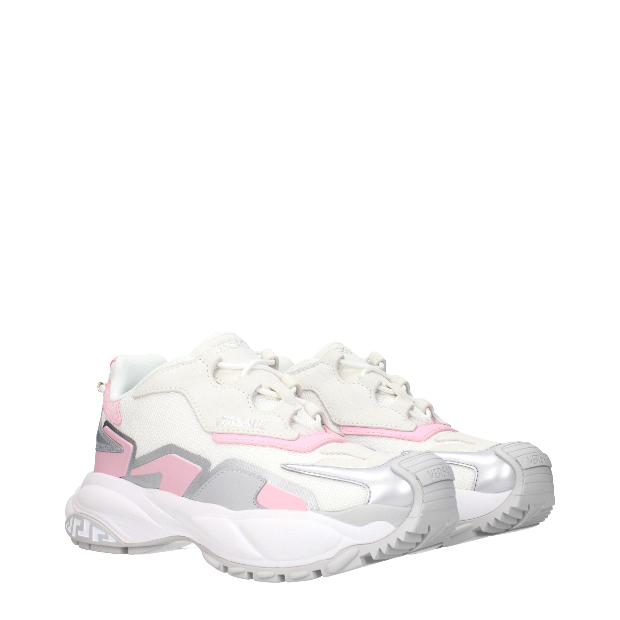 Versace – White Fabric Chunky Sneakers