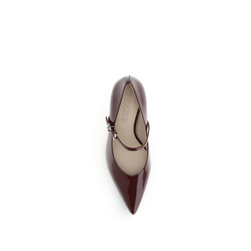 PINKO - Bordeaux Calf Leather Bos Taurus High Heel Pumps