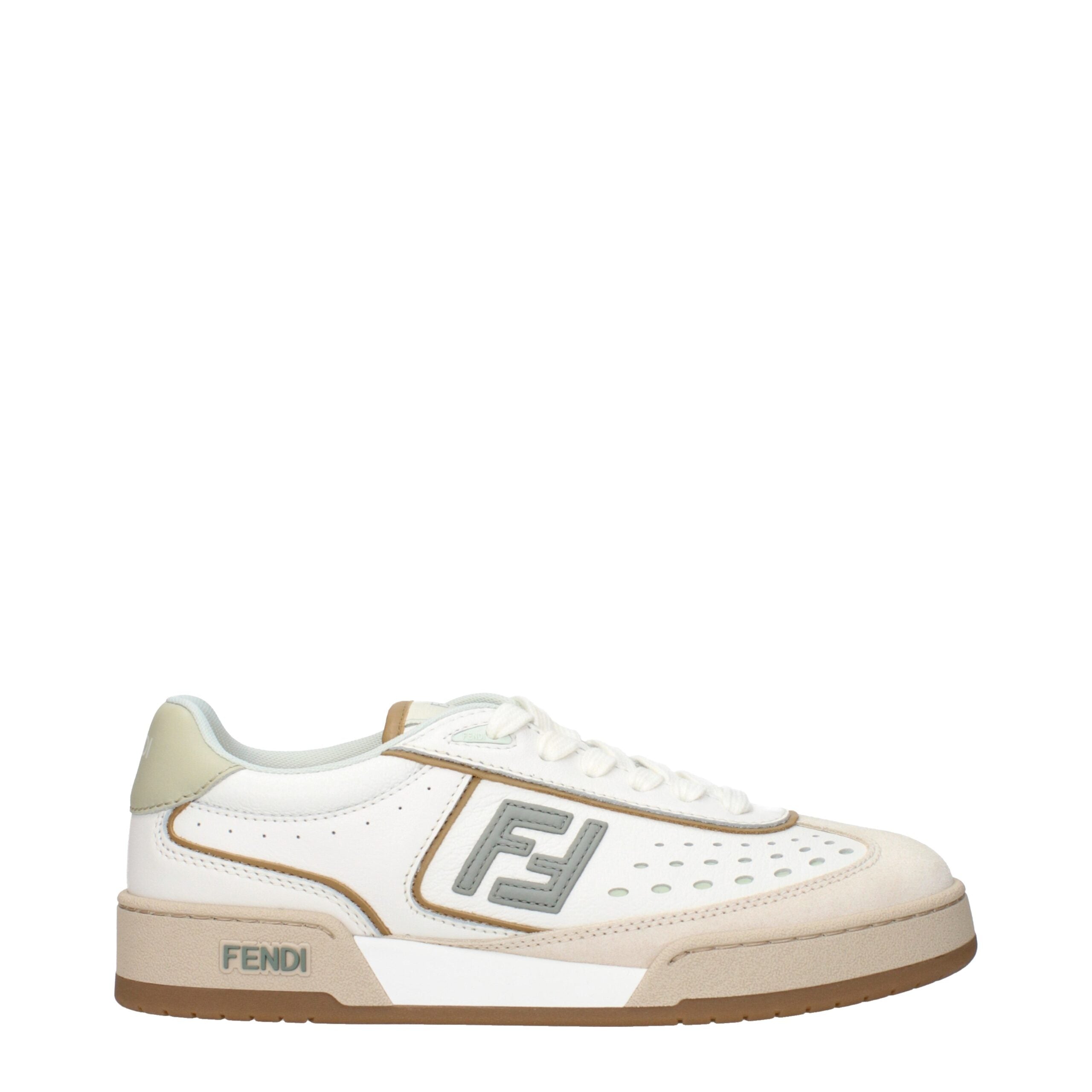 Fendi – White Leather Low-Top Sneakers