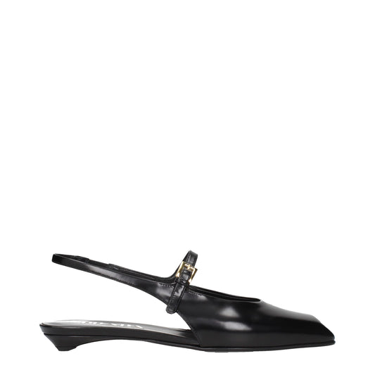 Prada – Black Leather Flat Sandals