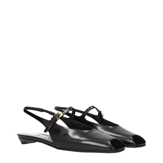 Prada – Black Leather Flat Sandals