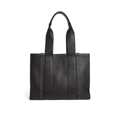 Chloé – Woody Medium Leather Tote Bag in Black