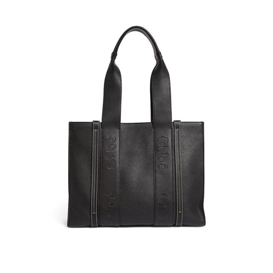 Chloé – Woody Medium Leather Tote Bag in Black