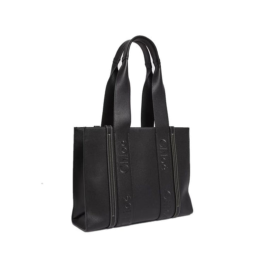 Chloé – Woody Medium Leather Tote Bag in Black