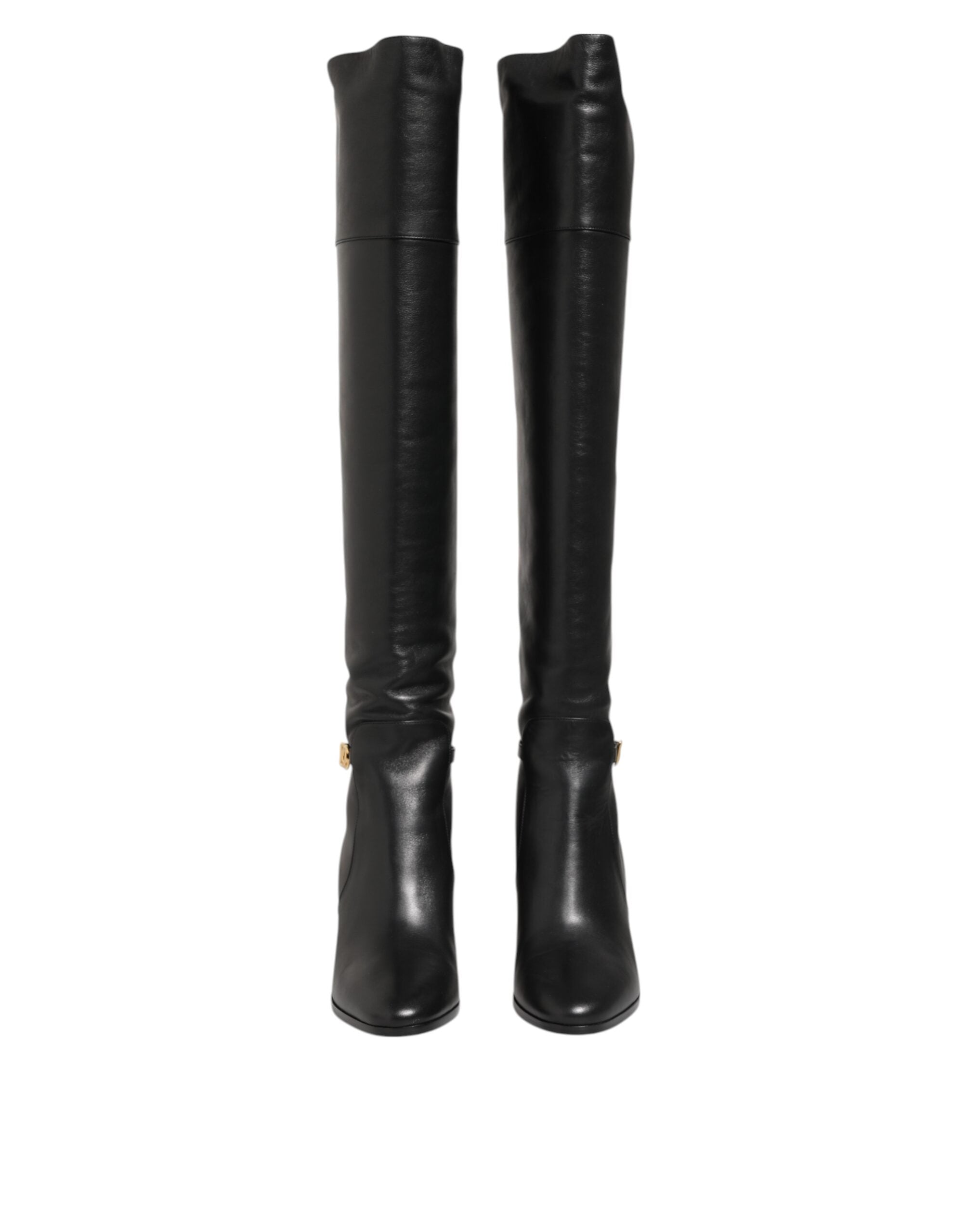 Dolce & Gabbana - Black Leather Over-The-Knee DG Boots