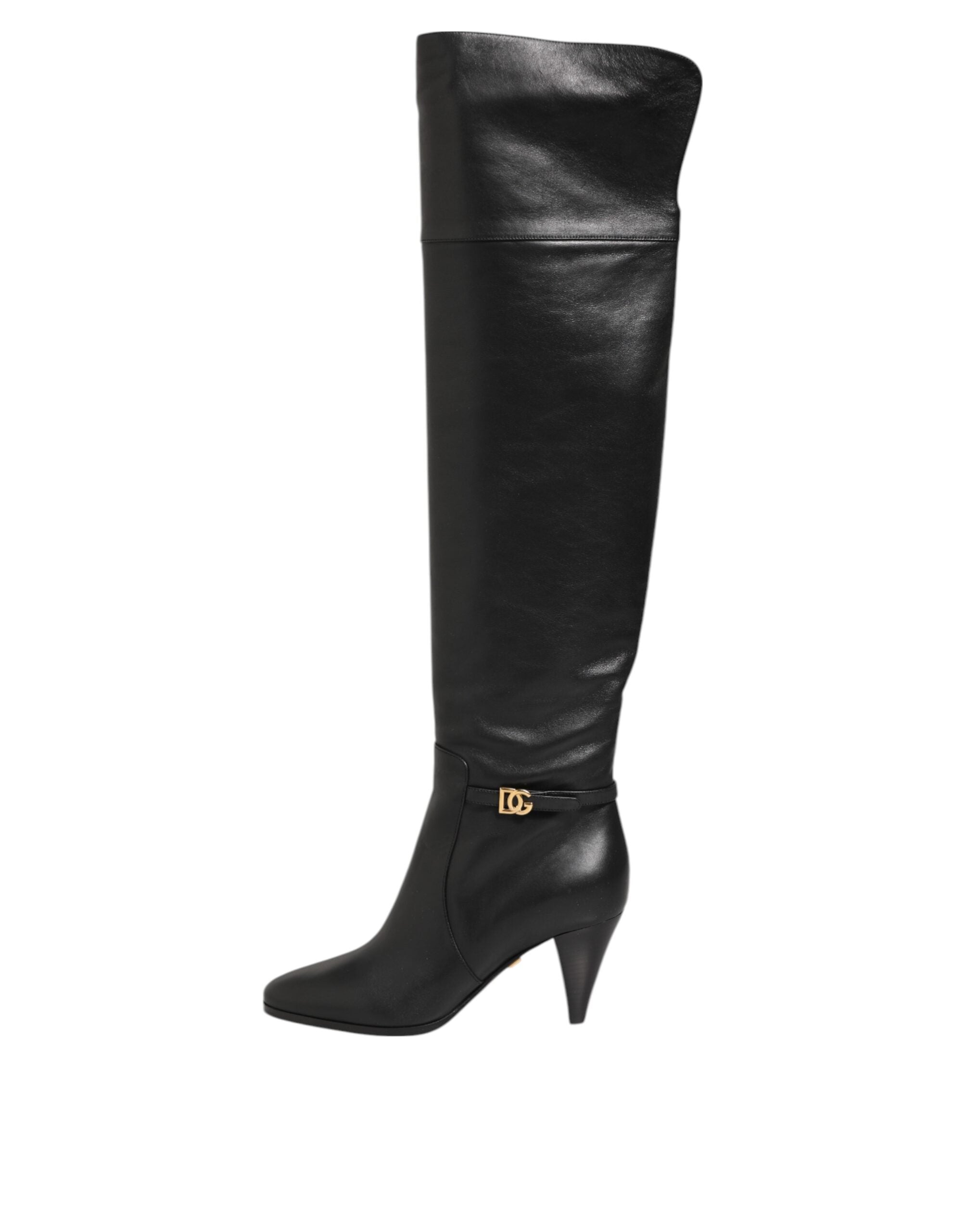 Dolce & Gabbana - Black Leather Over-The-Knee DG Boots