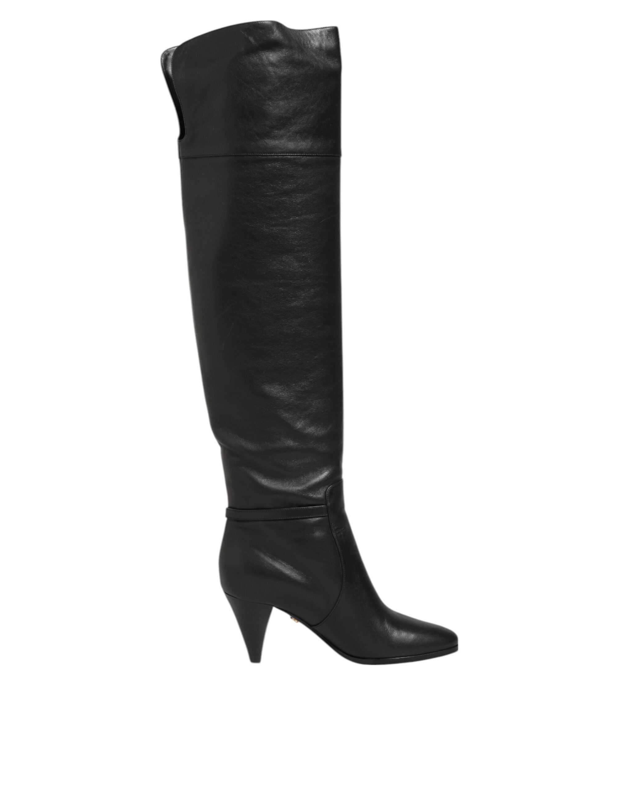 Dolce & Gabbana - Black Leather Over-The-Knee DG Boots