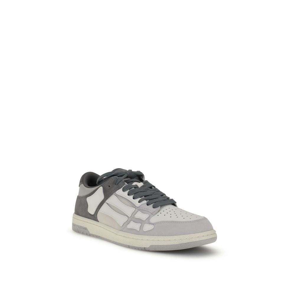 Amiri – Grey & White Distressed Skel Top Low Sneakers