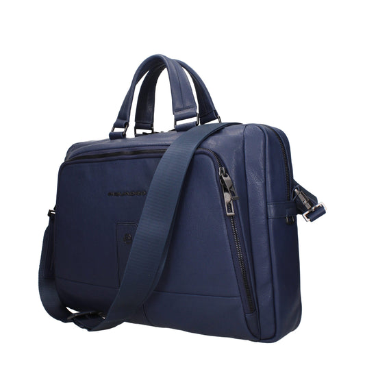 Piquadro – Blue Leather Laptop Bag
