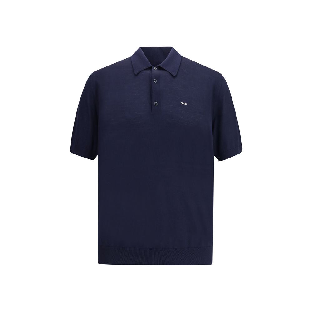 Prada - Blue Fleece Wool Polo Shirt