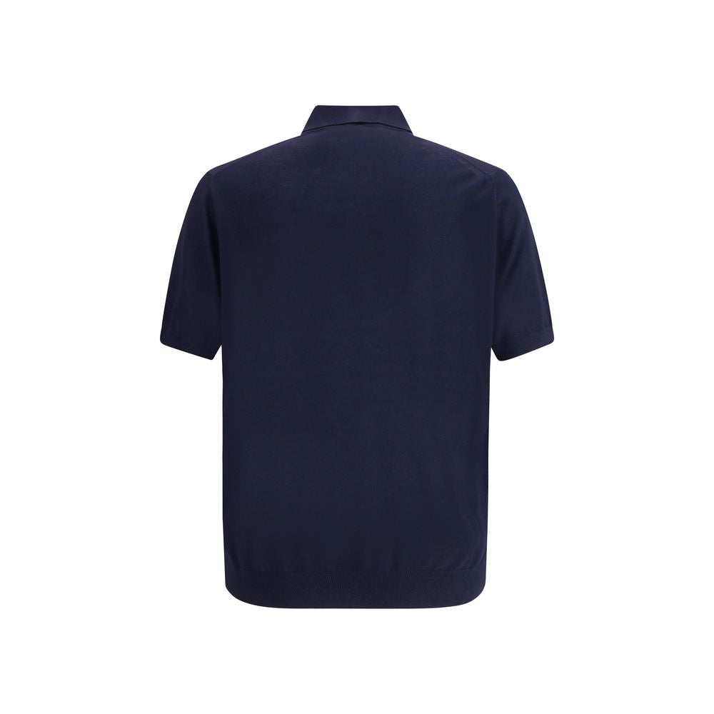 Prada - Blue Fleece Wool Polo Shirt