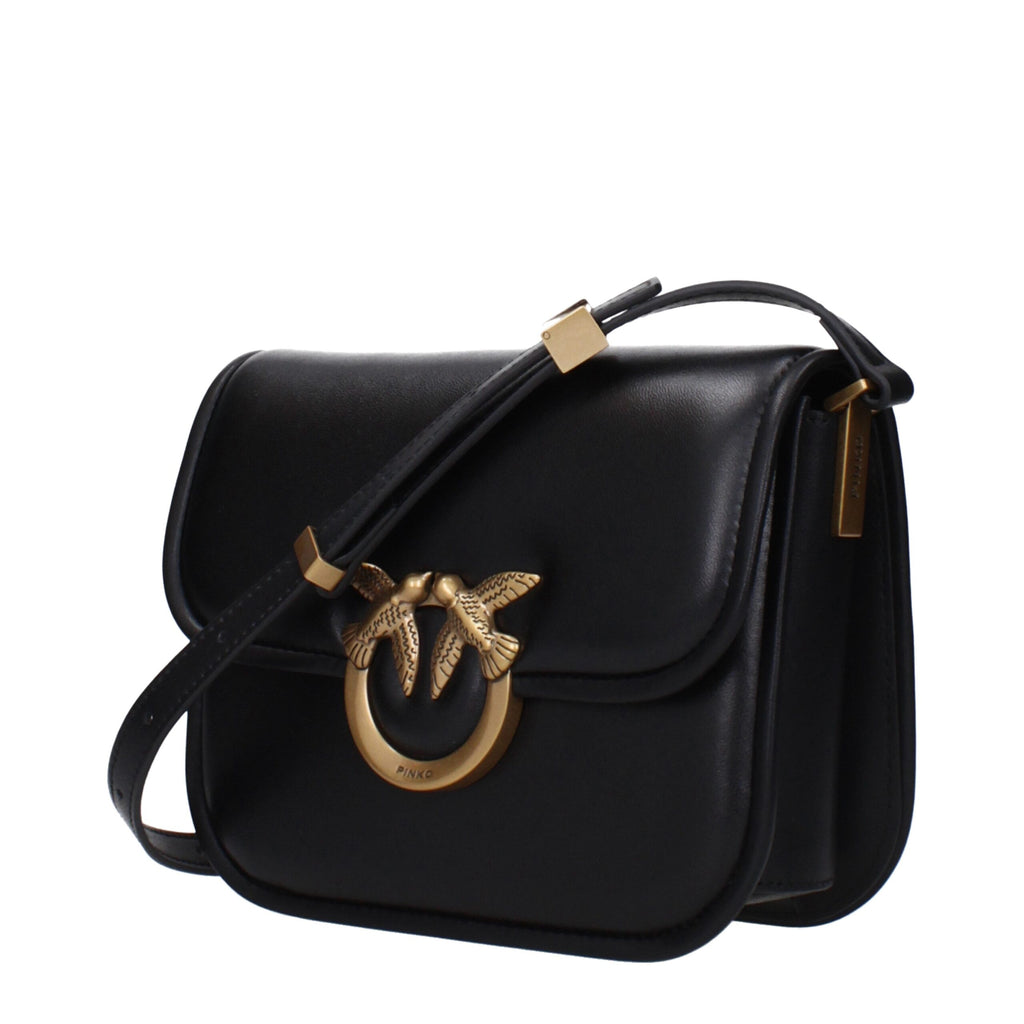Pinko – Black Leather Crossbody Bag