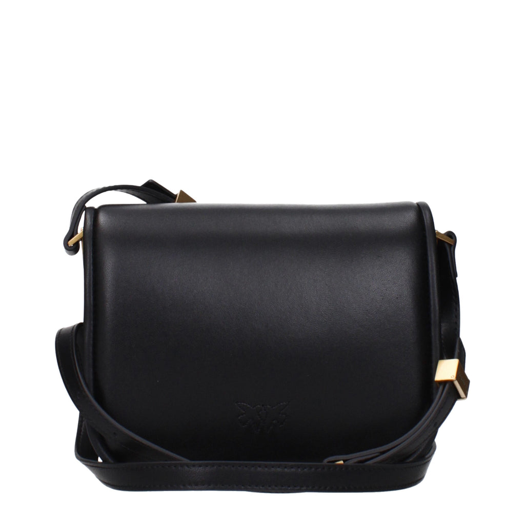 Pinko – Black Leather Crossbody Bag