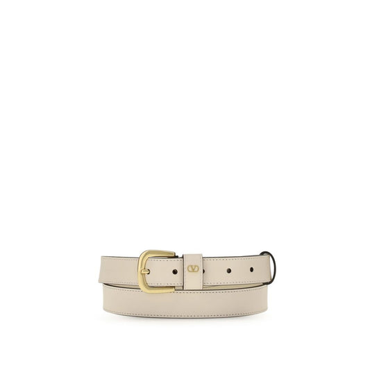 Beige belt with a gold buckle on a white background