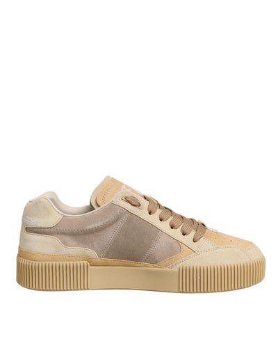 Dolce & Gabbana – Beige Leather Miami Low-Top Sneakers