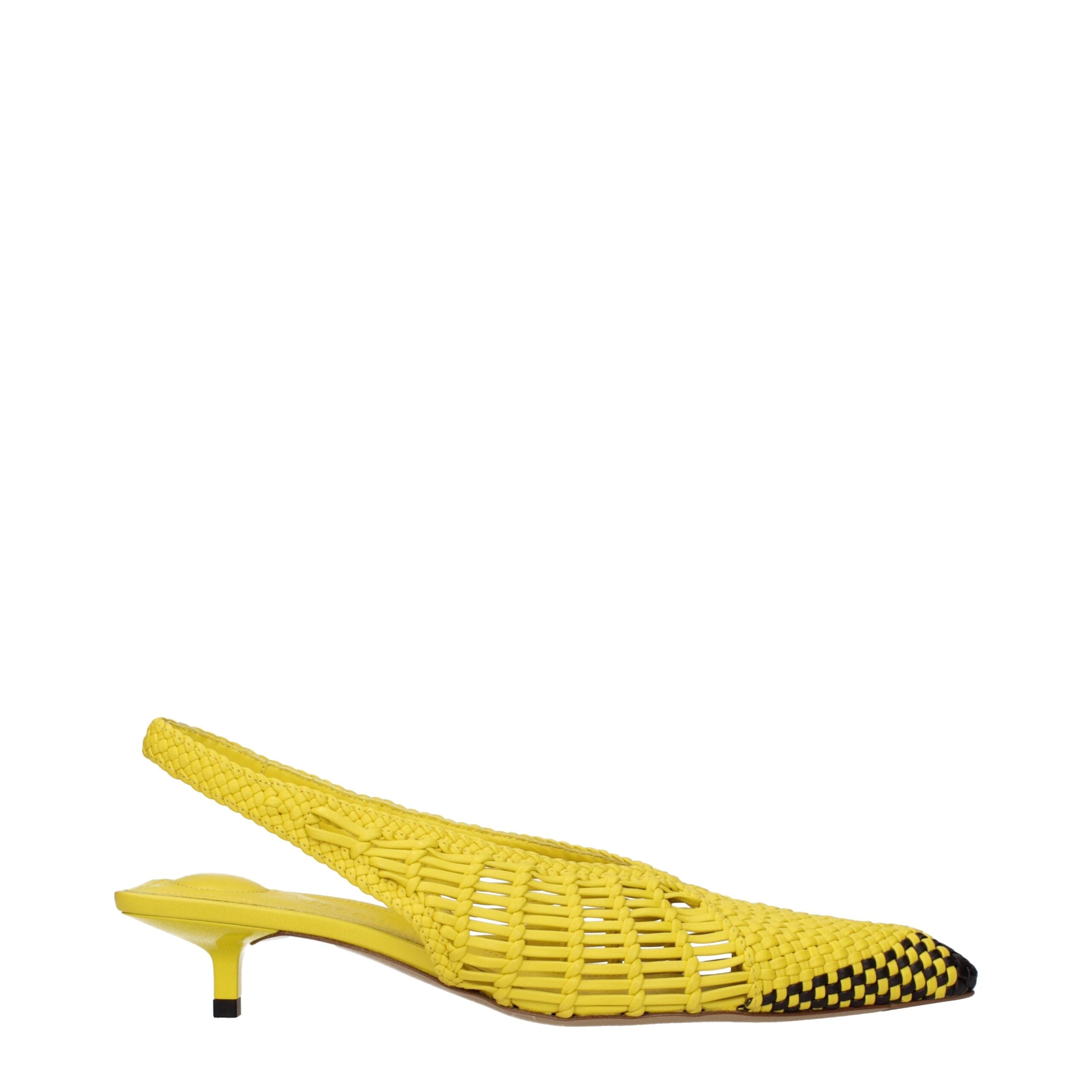 Jacquemus – Yellow Leather Flat Sandals