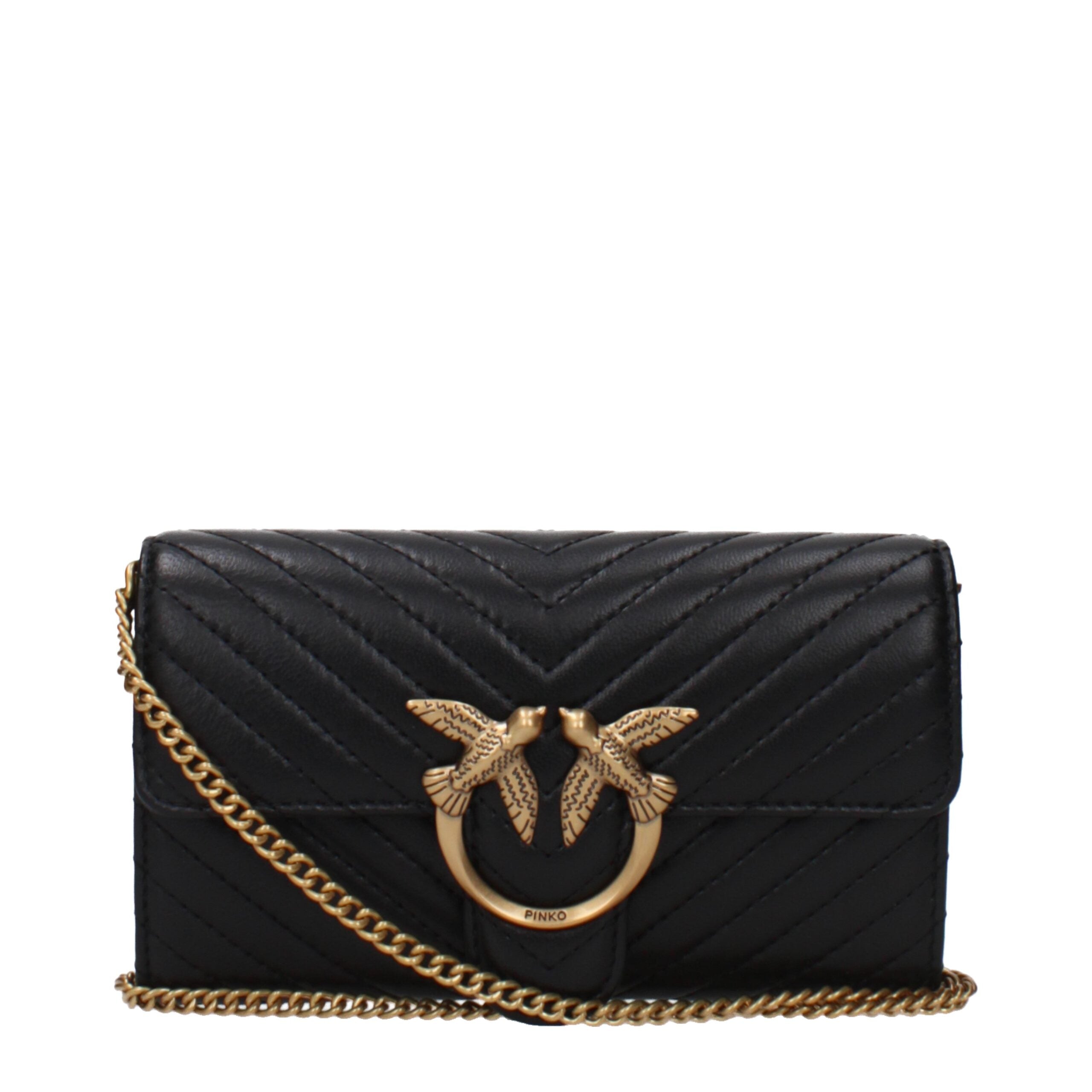 Pinko – Black Leather Clutch Bag