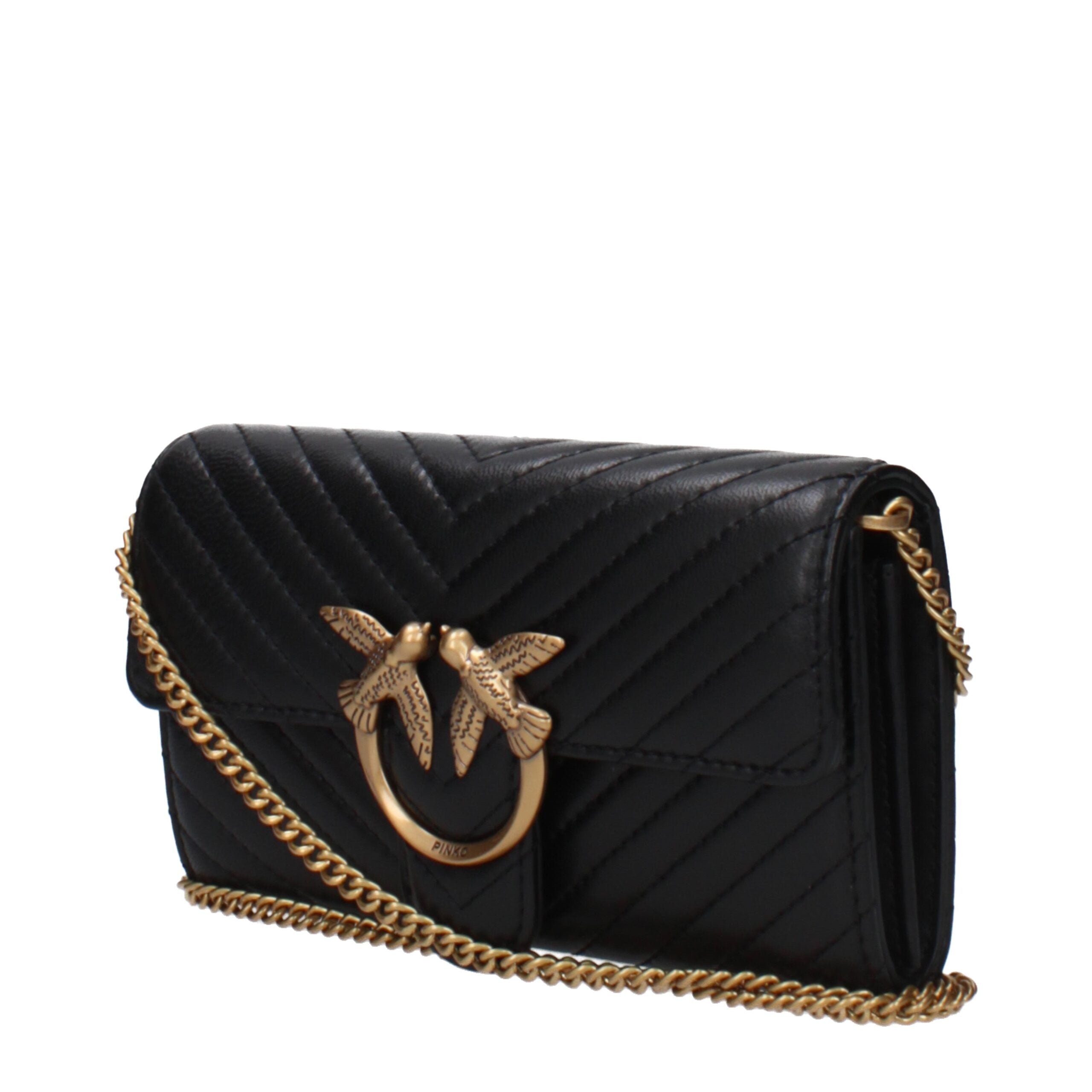 Pinko – Black Leather Clutch Bag