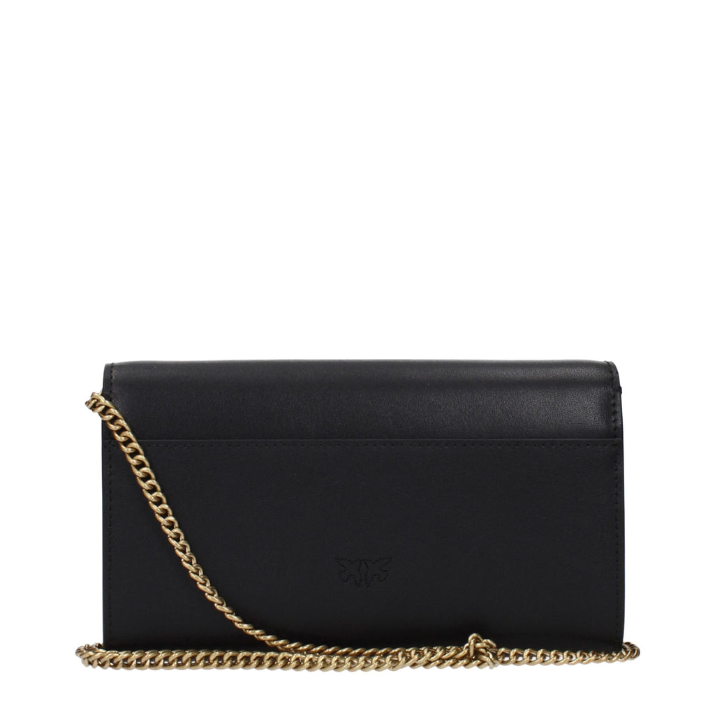Pinko – Black Leather Vintage-Effect Clutch