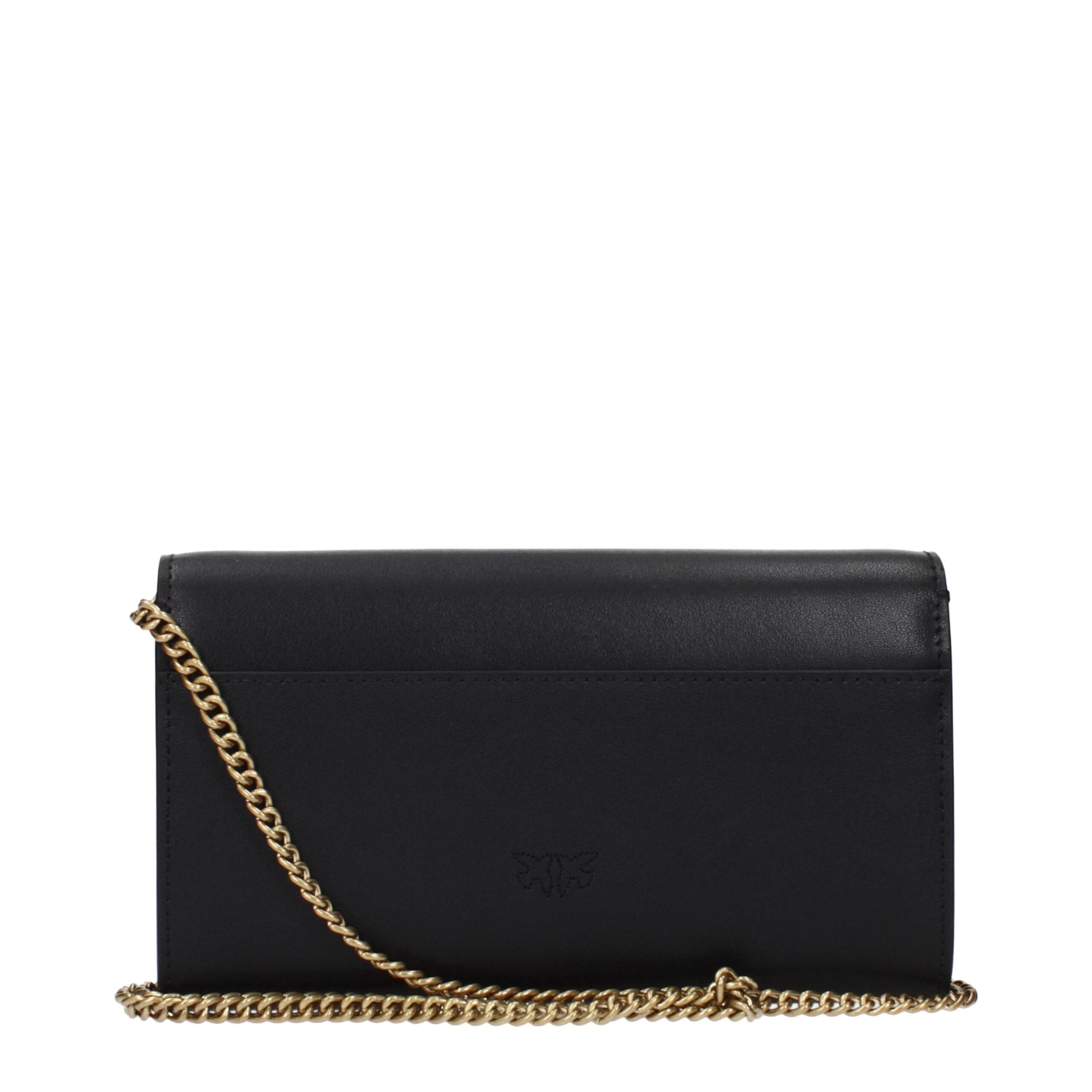 Pinko – Black Leather Vintage-Effect Clutch