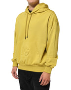 Dolce & Gabbana - Yellow Logo Cotton Hooded Sweatshirt Sweater