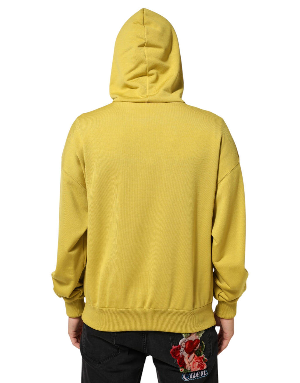 Dolce & Gabbana - Yellow Logo Cotton Hooded Sweatshirt Sweater
